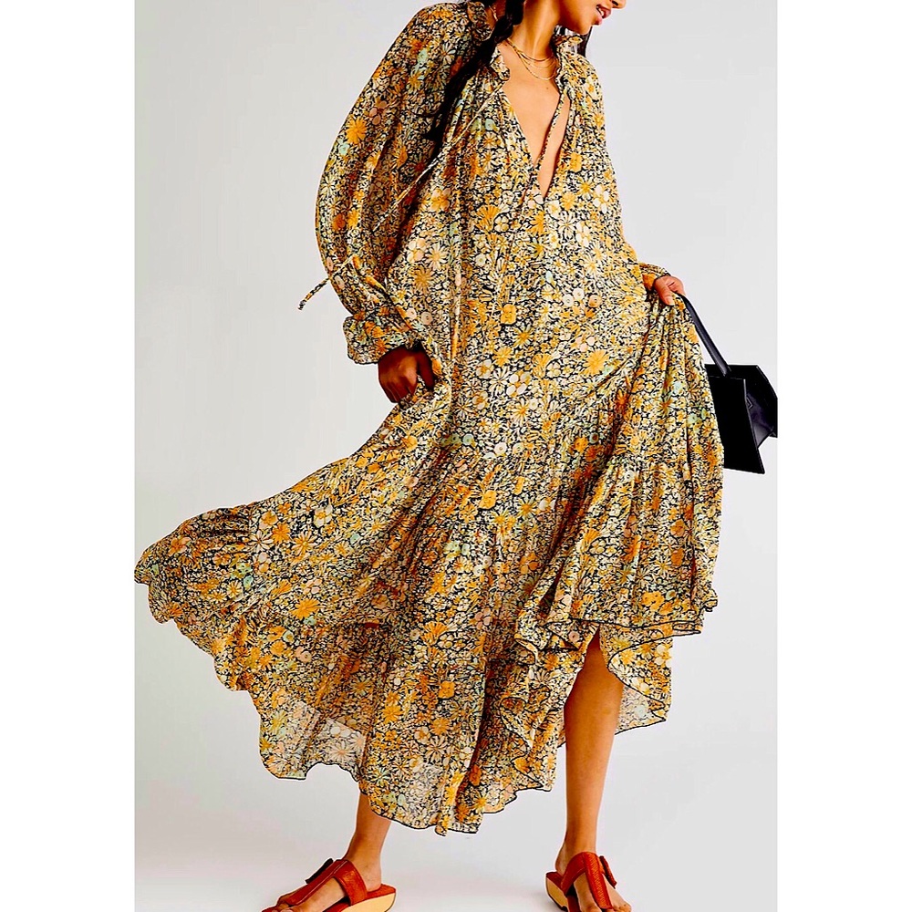 Free People Feeling Groovy Maxi Dress Blogger Favorite Size L
